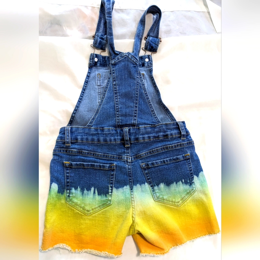 Jordache Girl's Denim Dip Dye Overall Shortalls - Picture 6 of 12